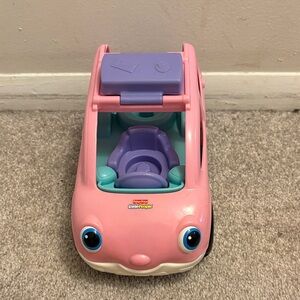 Fisher Price Little People Pink Ride-On Toy Car with 4 little people